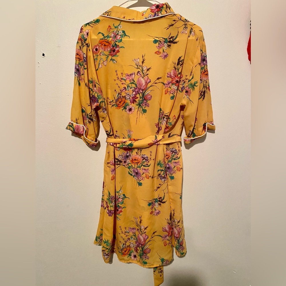 yellow floral kimono dress/blazer